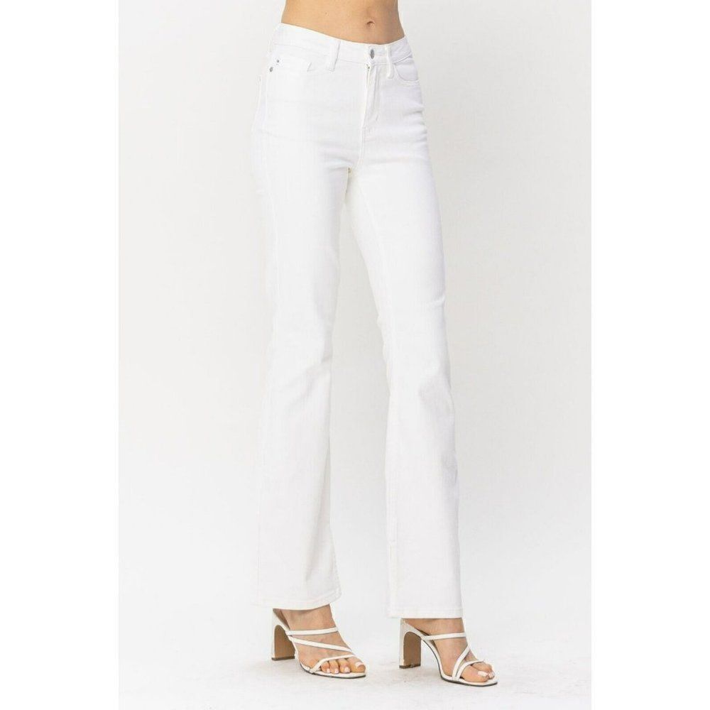 Judy Blue So Chic White Denim Hem Slit Bootcut Jeans Size 3-18W 88643 - Picture 3 of 16